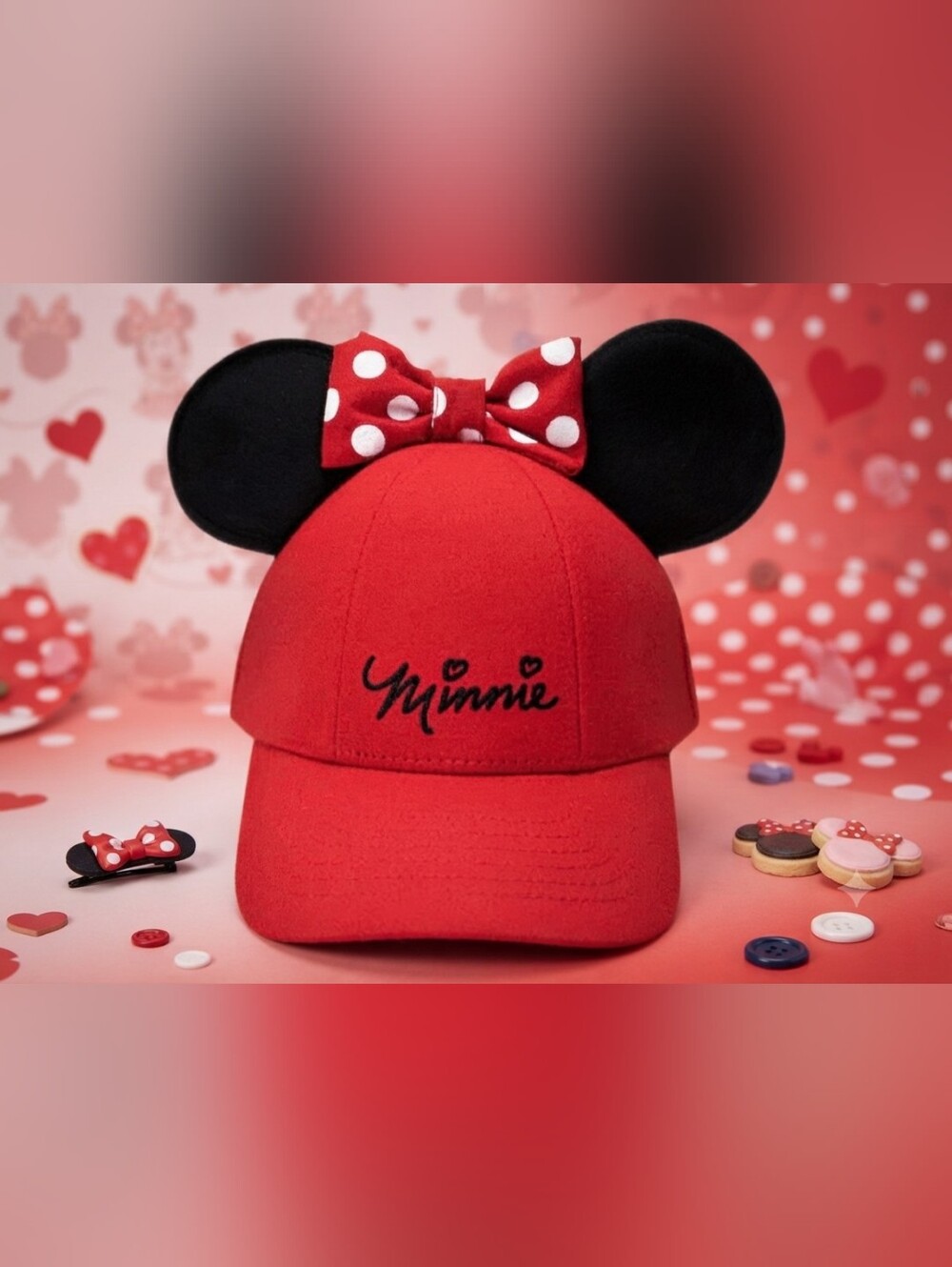 Disney Minnie Mouse Ears Adult Baseball Cap Adjustable Snapback